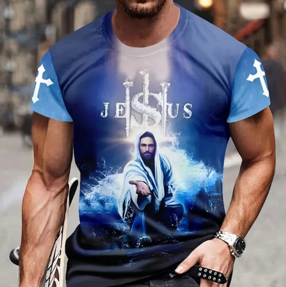 Mens Boho Graphic Crew Neck T-Shirt - Soft Slight Stretc... - Picture 3 of 4